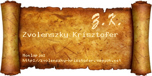 Zvolenszky Krisztofer névjegykártya